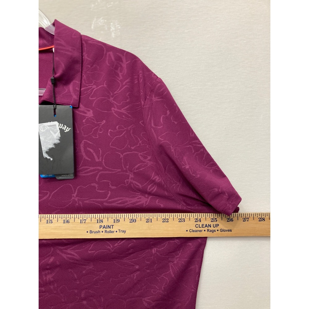 New Callaway Womens Golf Polo XXL Purple Floral Jacquard Peplum Hem Active - Picture 5 of 8